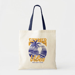 Bolsa Tote Pôr do sol da palmeira da praia vintage