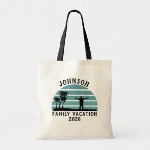 Bolsa Tote Pôr do sol da palmeira vintage férias personalizad
