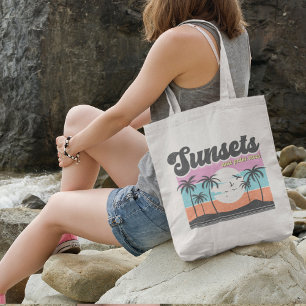 Bolsa Tote Pôr do Sol e Árvore de Palmas