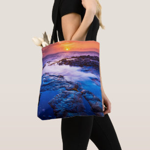 Bolsa Tote Pôr do sol e poça de maré no Havaí