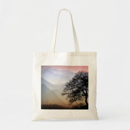 Bolsa Tote Por do sol fumarento da montanha do Parkway azul
