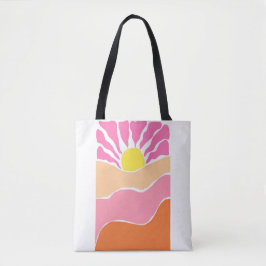 Bolsa Tote Pôr do sol laranja e rosa pálido Boho