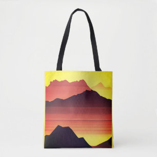 Bolsa Tote Pôr do sol na montanha do deserto laranja e marrom