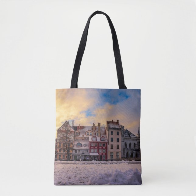 Bolsa Tote Pôr do sol na rua em Riga (Frente)