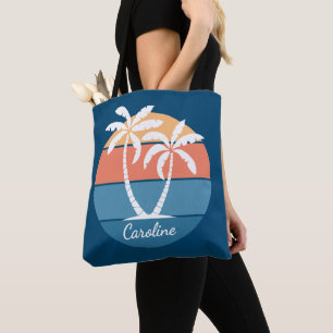 Bolsa Tote Pôr do Sol Personalizado na Praia Tropical do Ocea