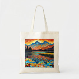 Bolsa Tote Pôr do sol refletido no lago
