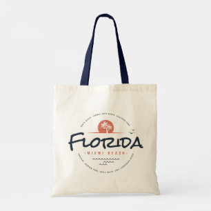 Bolsa Tote Pôr do sol retrô da praia de Miami na Flórida Palm