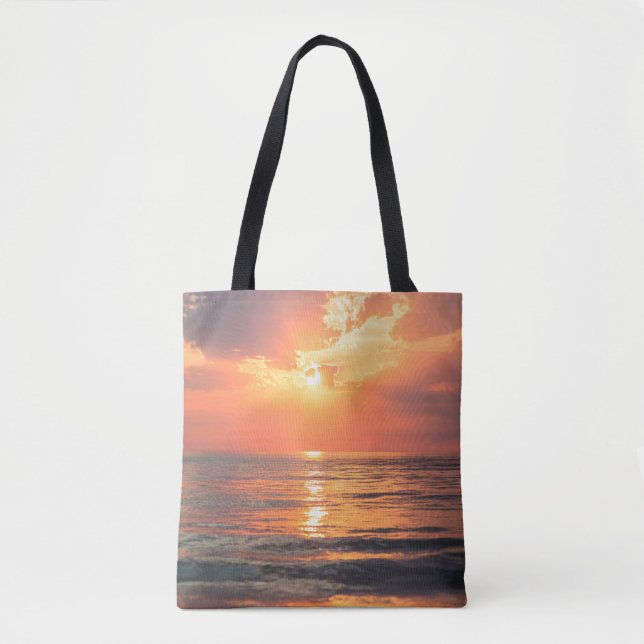 Bolsa Tote pôr do sol sobre a água (Frente)