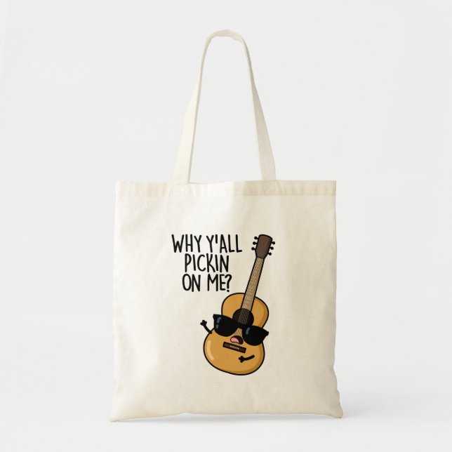 Bolsa Tote Por que vocês me pegam um trocadilho de violão eng (Frente)
