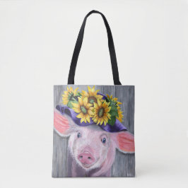 Bolsa Tote Porco com Chapéu Florido