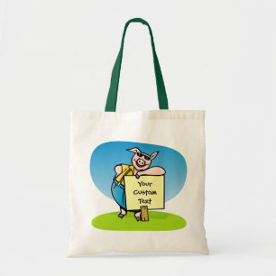 Bolsa Tote Porco com placa grande de toalha