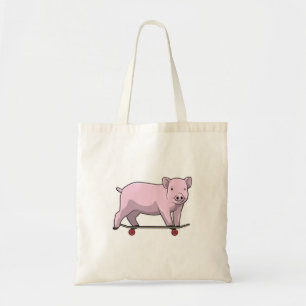 Bolsa Tote Porco como Patinador com skate