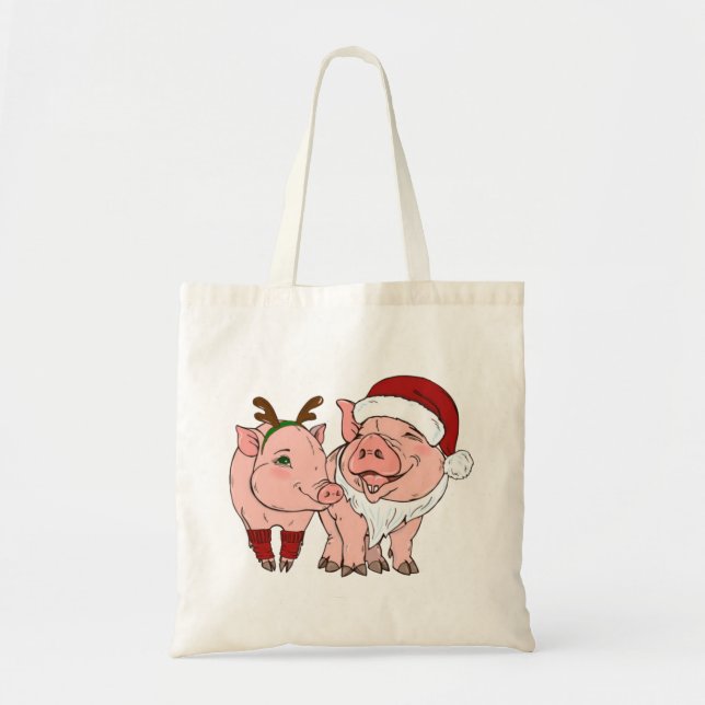 Bolsa Tote porco de natal feio (Frente)
