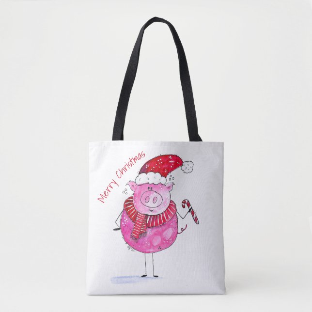 Bolsa Tote Porco de Natal Whimsso (Frente)