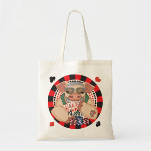 Bolsa Tote Porco de pôquer sorridente