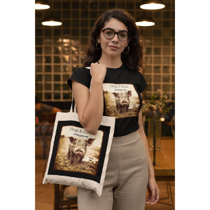 Bolsa Tote Porco na lama, abraços e beijos, personalizável