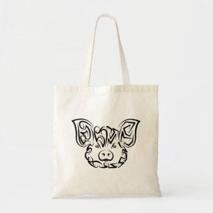 Bolsa Tote Porco Tribal Negro e Branco