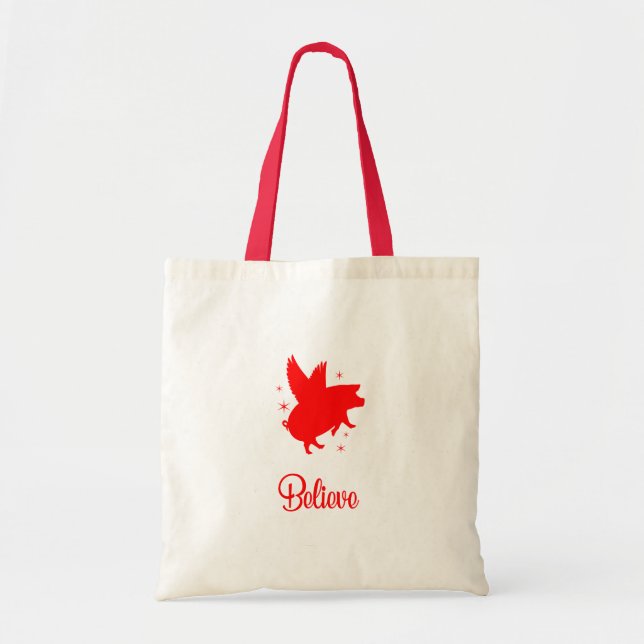 Bolsa Tote Porco Voador Acredite (Frente)