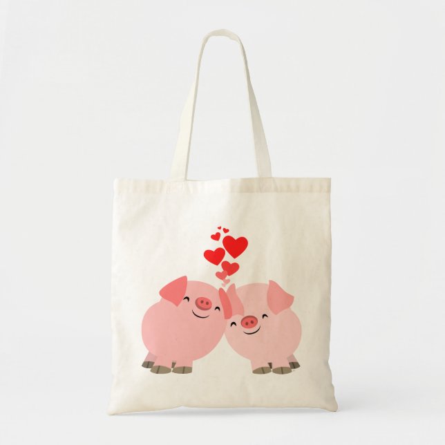 Bolsa Tote Porcos bonitos dos desenhos animados no saco do (Frente)