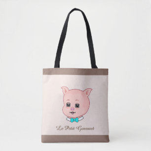 Bolsa Tote Porquinho Gourmet Fofo em Bege