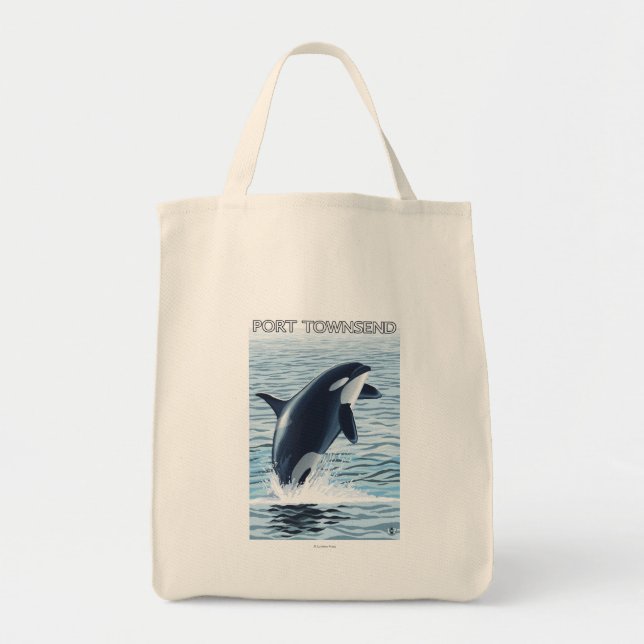 Bolsa Tote Port Townsend, Washington Orca Jumping (Frente)