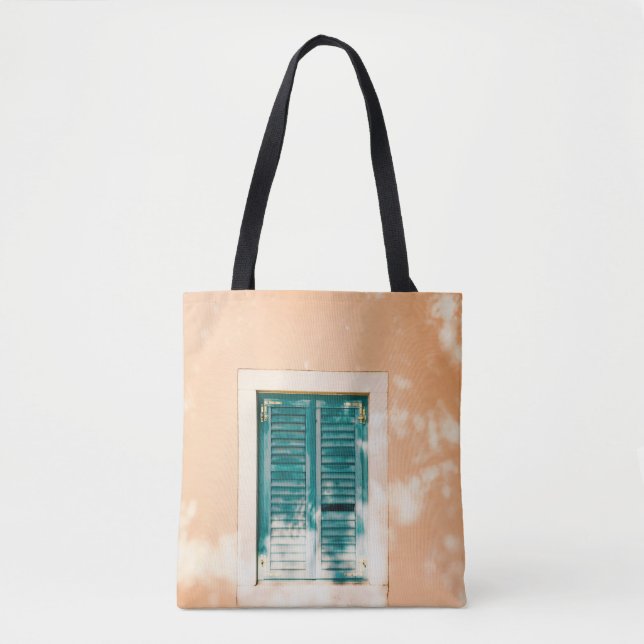 Bolsa Tote Porta de madeira verde fechada (Frente)