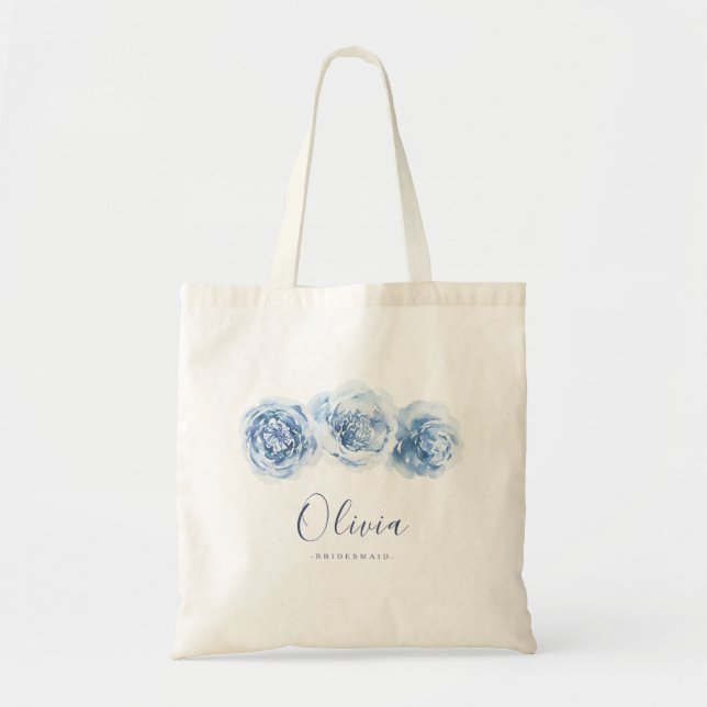Bolsa Tote Porta-vozes floral azul personalizada (Frente)