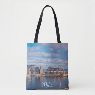 Bolsa Tote Porto de Sliema e arranha-céus em Malta