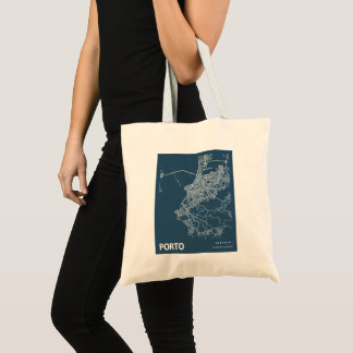 Bolsa Tote Porto Portugal - Mapa Mínimo da Cidade - Arte Azul