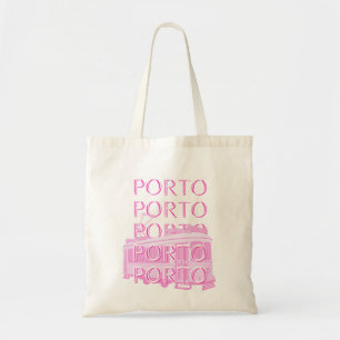 Bolsa Tote Porto Viagem Art, Portugal Viagem de arte, rosa