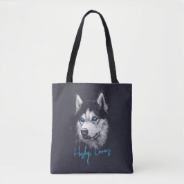 Bolsa Tote Portrait Head Siberian Husky With Blue Eyes