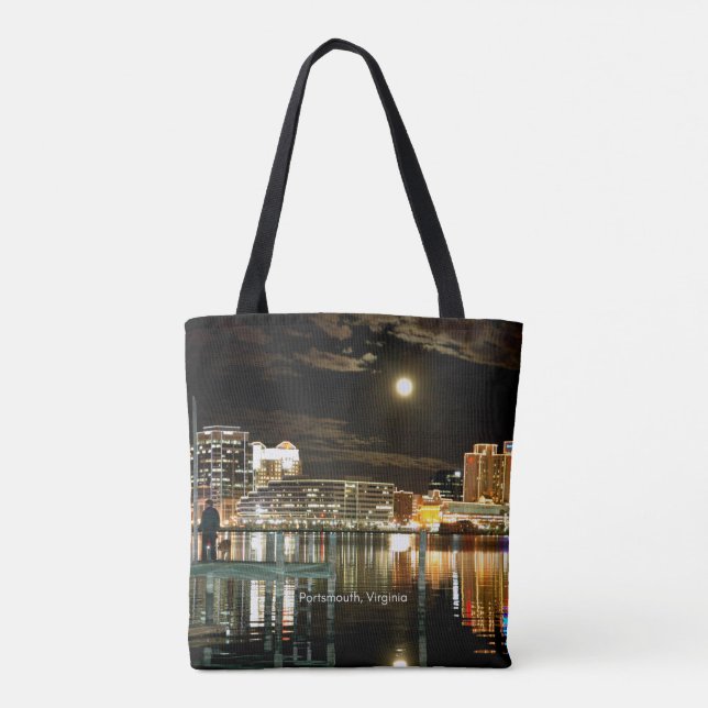 Bolsa Tote Portsmouth, fotografia de paisagem urbana da Virgí (Verso)