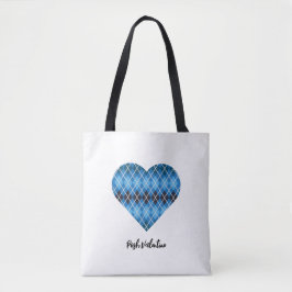 Bolsa Tote Posh Argyle Dark Blue Big Heart Shoulder