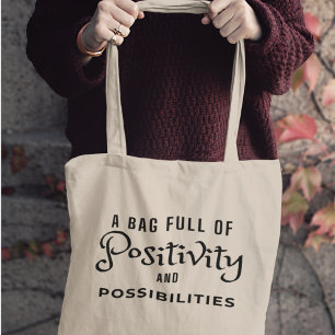 Bolsa Tote Positividade e Possibilidades Quirky Modern Na mod