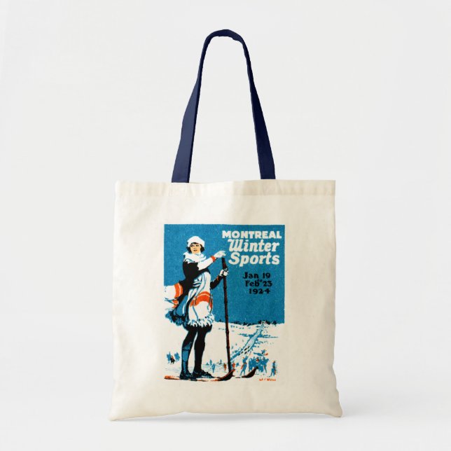 Bolsa Tote Poster 1924 dos esportes de inverno de Montreal (Frente)