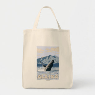 Bolsa Tote Poster das viagens vintage da baleia de