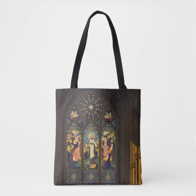 Bolsa Tote poster De 1923 De Uma Igreja Com Uma Janela De Vid (Frente)