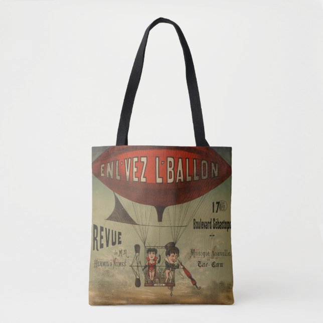 Bolsa Tote Poster de Circo Francês De Dois Artistas Em Avião (Frente)