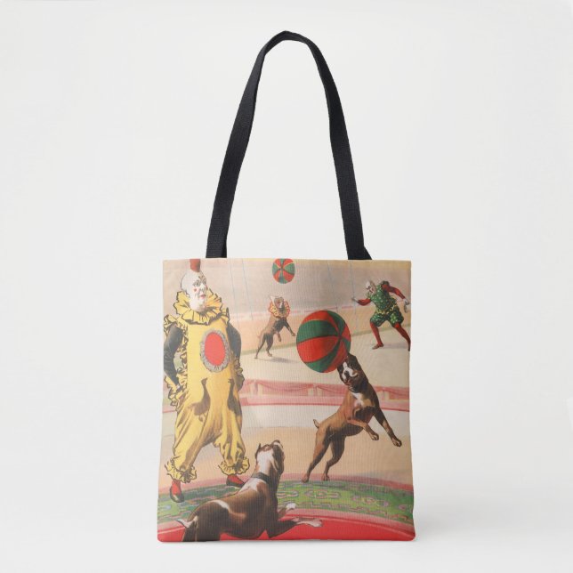 Bolsa Tote Poster de Circo Mostrando Palhaços Com Cães Execut (Frente)