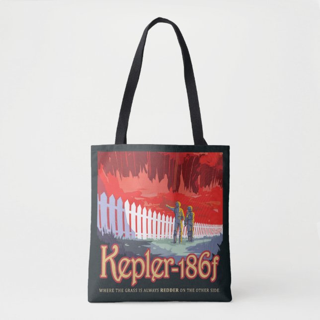 Bolsa Tote Poster De Espaço Retroativo Do Kepler-186f. (Frente)