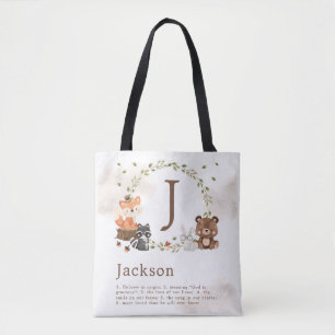 Bolsa Tote Poster de Monograma Personalizado de Animais da Fl
