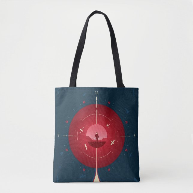 Bolsa Tote Poster de relógio atômico de espaço profundo, vers (Frente)