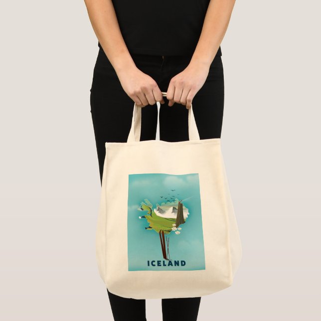 Bolsa Tote Poster de viagens de Ilustração do Mapa da Islândi (Frente (produto))