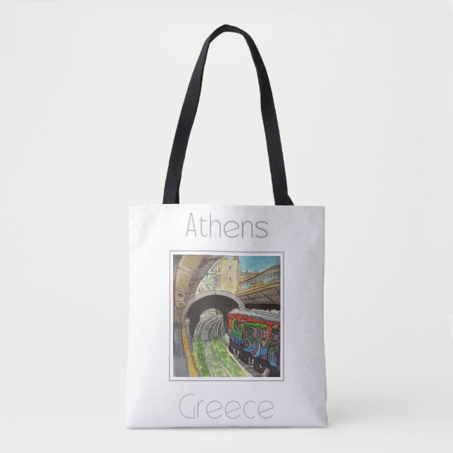 Bolsa Tote Poster de viagens para a Grécia de Atenas (Frente)