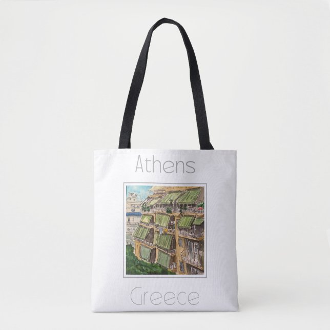 Bolsa Tote Poster de viagens para a Grécia de Atenas (Frente)
