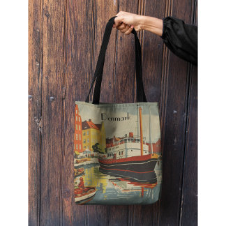 Bolsa Tote Poster de Viagens vintage da Dinamarca personalizá