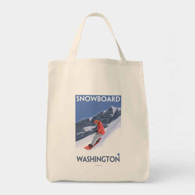 Bolsa Tote Poster de Viagens vintage de Washington Snowboard (Frente)