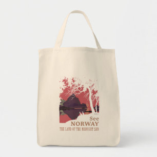 Bolsa Tote Pôster Minimalista do Pôr do Sol na Noruega - Fior
