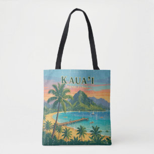 Bolsa Tote Pôsteres de Viagem Havaianos Antigos - Kauai
