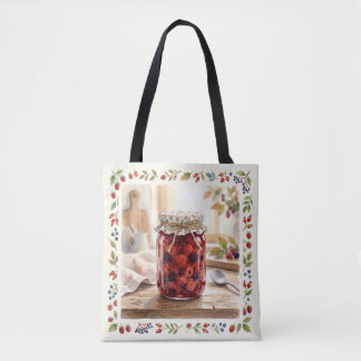 Bolsa Tote Pote de Geleia de Frutas Vermelhas em Aquarela Coz
